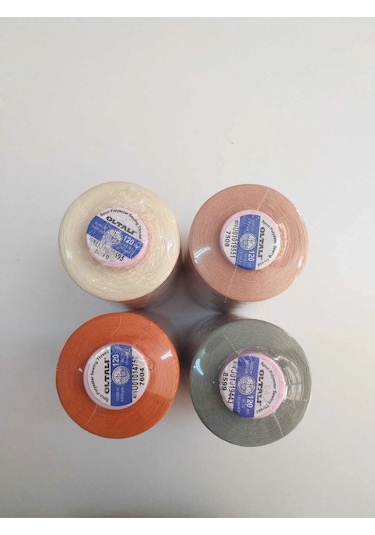 Turuncu - Krem- Pembe - Yeşil 4 Adet Dikiş Ipliği 5000 Mt.