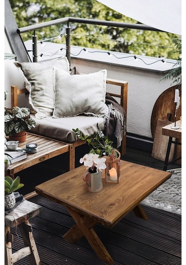 Orta Sehpa Ahşap Bahçe / Balkon Masası