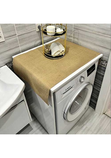Laundry Duck Keten Su Geçirmez Ve Kirlenmez Çamaşır Makinesi - Buzdolabı - Bulaşık Makinesi Örtüsü Naturel - Kahverengi