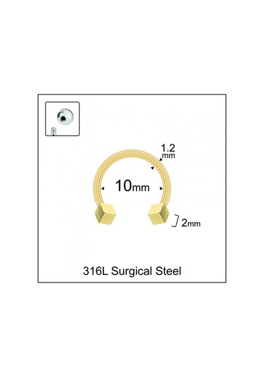 316 L Cerrahi Çelik Kıkırdak Helix Tragus Piercingi Altın