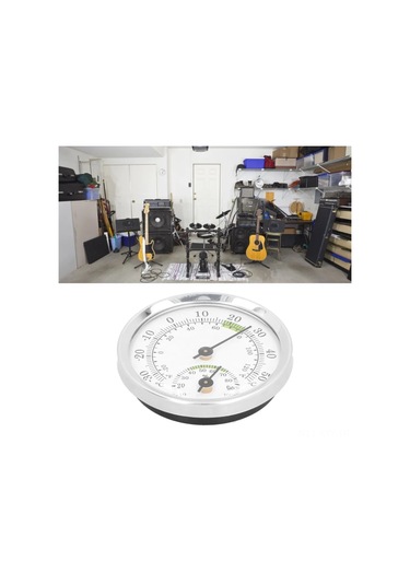 Yaleker Alüminyum Dairesel İç Mekan Sicaklık Ve Nem Ölçer - Pil Gerektirmez - Ev Ofis Serinlik Bahçesi Kullanıma Uygun - Gümüş Renk