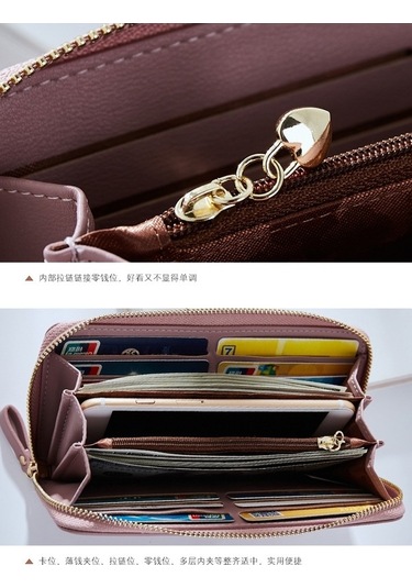 Dancemonkey Sınır Ötesi Kadın Cüzdan Fermuarlı Cep Telefonu Çantası Pu Bozuk Para Cüzdanı Toptan-kırmızı Kırmızı/ Kırmızı