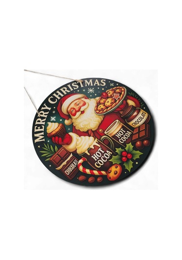 Noel Baba Kapı Ve Duvar Süsü Sıcak Çikolata 30x30