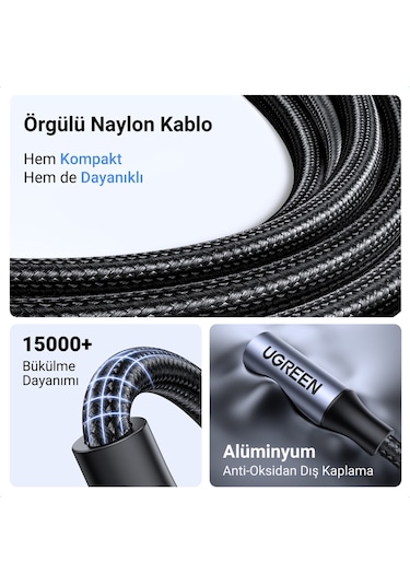 Ugreen Mfi Sertifikalı Lightning To 3.5mm Aux Dönüştürücü Adaptör, Siyah, 30756