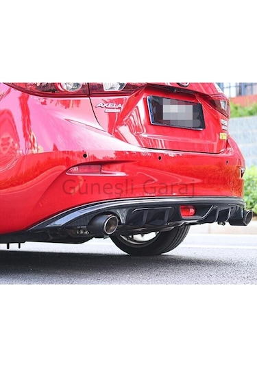 Mazda 3 Uyumlu Çift Çıkış Difüzör Parlak Siyah Difizör Plastik 2014 2015 2016 2017 2018 2019