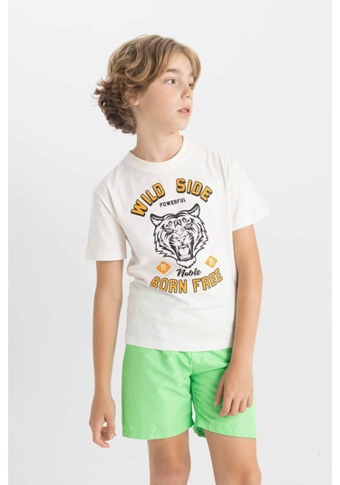 DeFacto Erkek Çocuk Basic Düz Deniz Şortu B7737A824HSGN1218