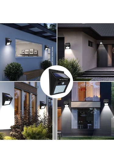 Güneş Enerjili Sensörlü Duvar Lambası Bahçe Lamba Suya Dayanıklı Bahçe Aydınlatma