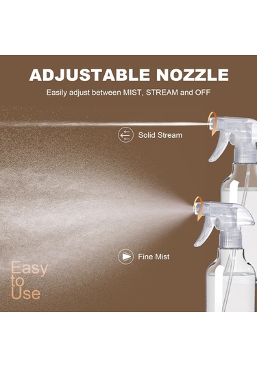 Kosona 2 Adet 500ml Gıda Grubu Şeffaf Sprey Flaske Ayarlanabilir Buhar/düz Mod, Dolum Hattı İçeren Dayanıklı Plastik