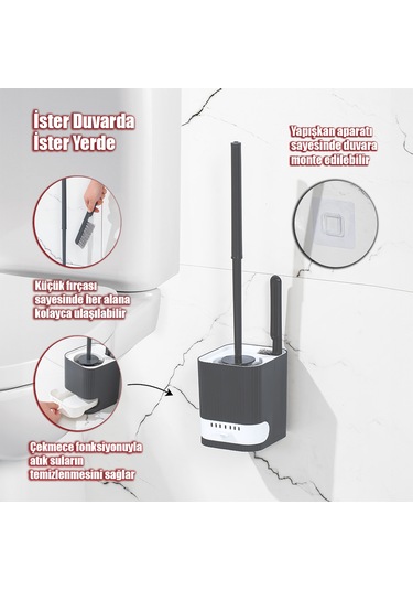 Porsima 2027 Pratik Tuvalet Fırçalığı Banyo Tuvalet Fırçası Antra