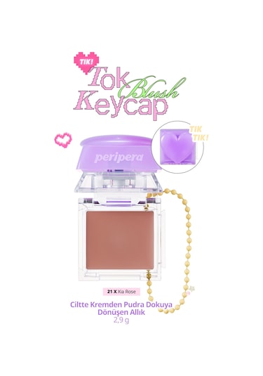 Ciltte Kremden Pudra Dokuya Dönüşen Allık Perıpera Tok Blush Keycap 21 Xia Rose
