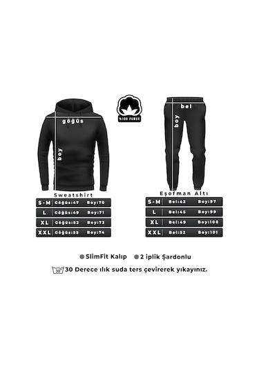 Erkek Fermuarlı Eşofman Takımı Siyah