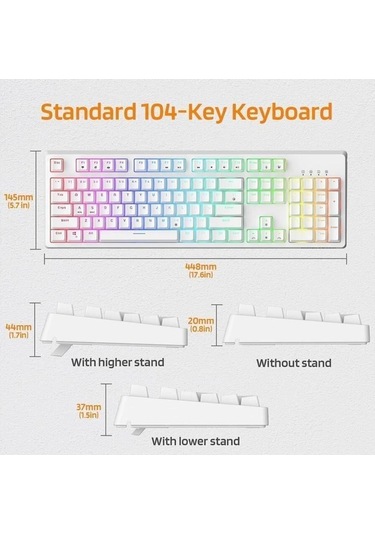 Beyaz Rgb Mavi Switch Q Gaming Tam Mekanik Kablolu Oyuncu Klavyesi Bkb4