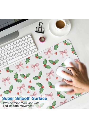 Noel Temalı 35.4x15.7 İnç Oyun Mouse Pad, Dikişli Kaymaz Kauçuk-a8