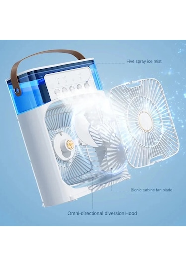 Taşınabilir Fan Klimalar Usb Elektrikli Fan Hava Soğutucu Led Açık Yeşil