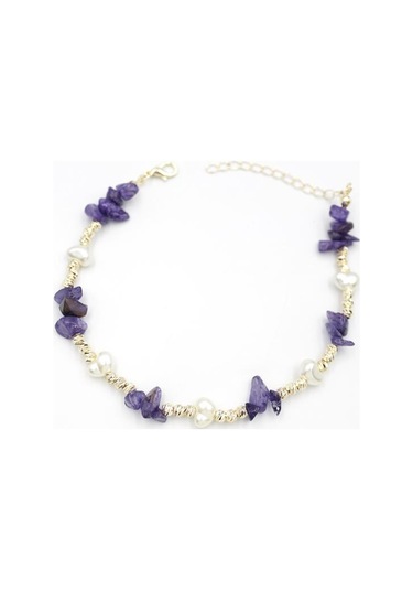 Royaleks Dorika Taş Halhal - Mor Çok Renkli