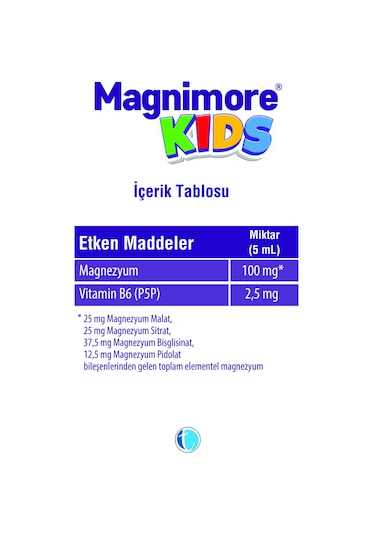 Magnimore Kids Magnezyum Pidolat Bisglisinat Sitrat Malat Vitamin B6 P5p 200 ML