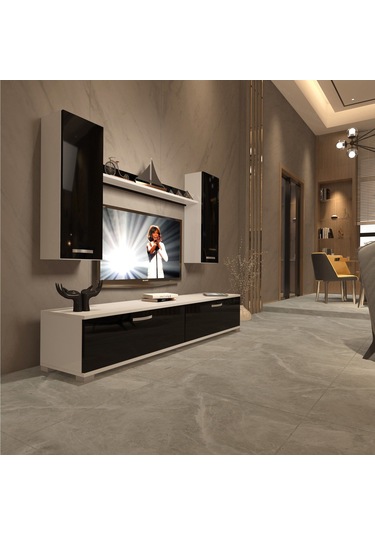 Decoraktiv Eko 7 Slm Std Tv Ünitesi Tv Sehpası Beyaz - Siyah