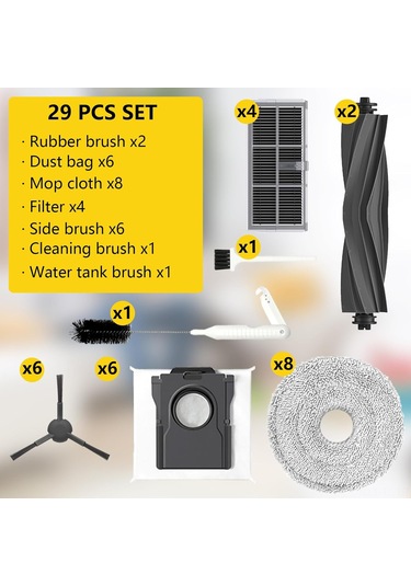 Hombey Yivy 28 Parça Tamir Seti - Dreame X30 Ultra/mova E30 Ultra/l10s Pro Ultra Heat/l10s Ultra Gen 2 İçin - 1 Adet Beyaz Küçük Fırça