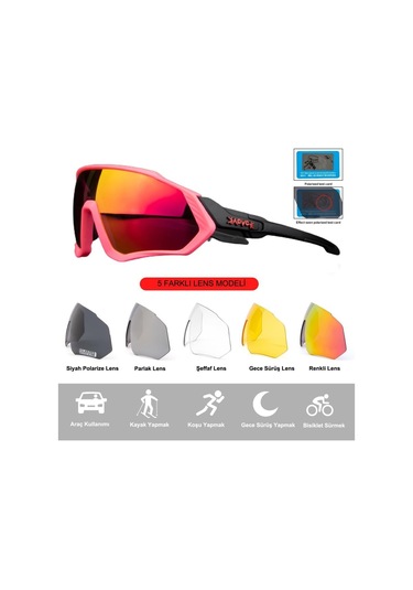 Kapvoe Blizzard Değişebilir 5 Lens Mtb Polarize Bisiklet Spor Dağ