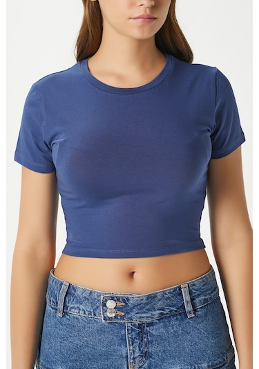Ritnice Kadın Serra %100 Pamuk Lacivert Crop Top Lacivert
