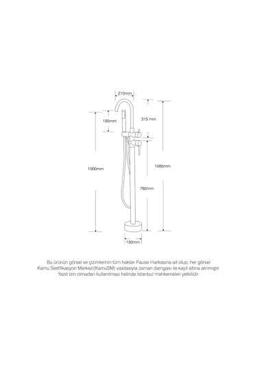 Fause Ayaklı Yerden Küvet Bataryası Adonis Siyah Kkb105-B Siyah