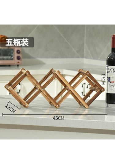 Hangfox Ahşap İçki Rafı, Gökyüzü Ağacı Malzemesi, Yaratıcı Katlanabilir Tasarım, Beş Şişelik Kapasite, Ev Dekorasyonu, Dayanıklı Kullanım