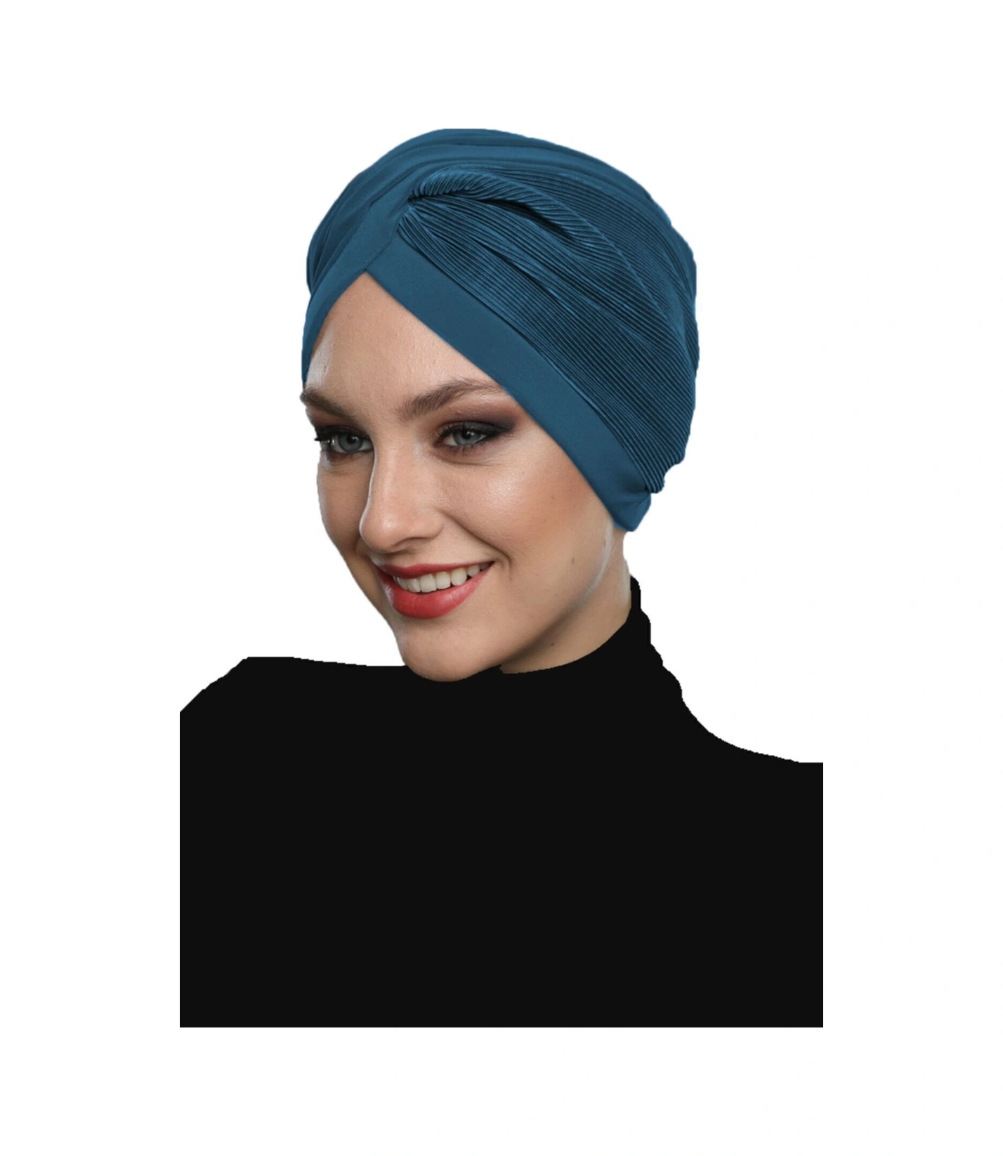 Çapraz Plise Astarlı Hazır Türban Ve Tesettür Bonesi Petrol