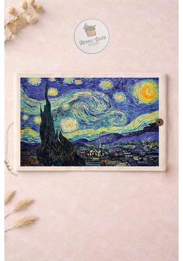Kitap Kılıfı Ve Metal Kitap Ayracı Seti Van Gogh Yıldızlı Geceler