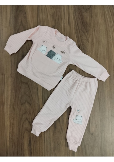 Egişbaby Kız Bebek Ayıcık Baskılı İkili Takım Açık Pembe