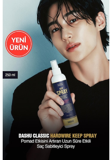 Pomad Etkisini Artıran Uzun Süre Etkili Saç Sabitleyici Sprey Dashu Classic Hard Wire Keep Spray