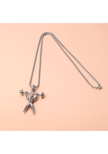 Halterci Vücut Geliştirme Gym Erkek Kolye Çelik Takı Aksesuar K24