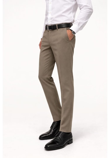 Classics Men Caserta Regular Fit Likralı Erkek Kumaş Pantolon - 7558 Sütlü Kahve