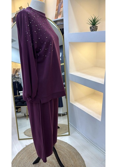 Nuss 1076 Taş Detay Takım Murdum Mürdüm