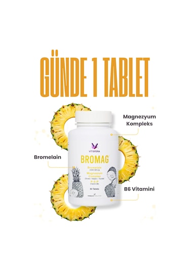 Vitisfera Bromag Bromelain Magnezyum Kompleks Vitamin B6 60 Tablet