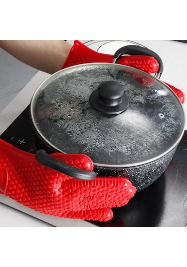 Gül Kırmızı 1 Çift Pişirme Araçları Beş Parmak Kalp Silikon Eldi Fırın Eldivenleri Haşlanma Önleyici Kapaklar&Aksesuarlar 56514548