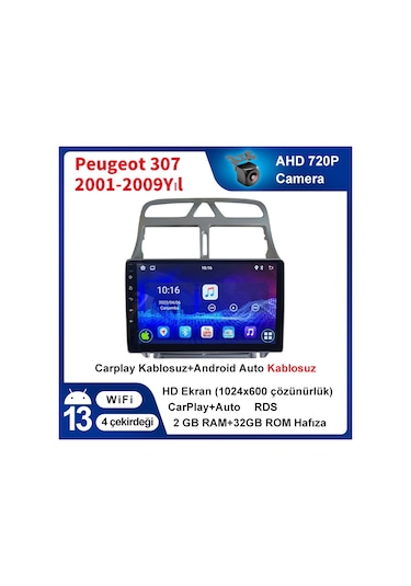Peugeot 307 2001-2009yıl Carplay 9inç 2/32gb Multimedya
