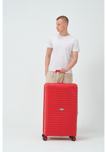 Keo-plus Kırmızı Büyük Boy Silikon Kırılmaz Pp Valiz Kırmızı