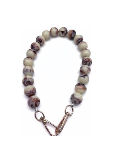 Angel Çanta Aksesuar 48 Cm Krem Tonlu Renkli Akrilik Çanta Sapı Light Gold Metalli