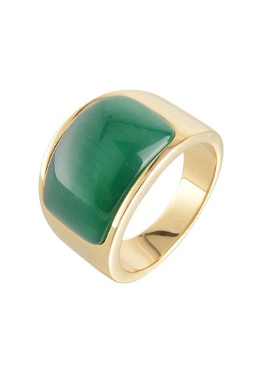 Yeşil 2023 Oval Taş Yüzükler Erkekler Kadınlar İçin Altın Renk Paslanmaz Çelik Moda Alyans 9 Yeşil