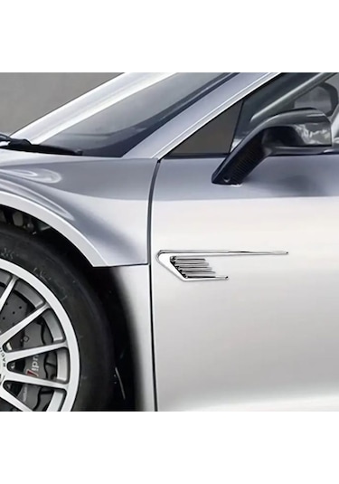 Araç Ventil Çamurluk Üstü Izgara Süsü Çamurluk Ventili 30 Cm 2 Parça Bantlı Nikelaj Yapıştırma