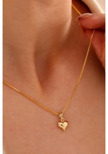 Sefa Gold 14 Ayar Altın Kalp Küp Zincir Kolye