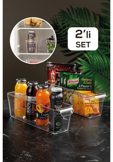 2'li Buzdolabı Düzenleyici - Şeffaf Buzdolabı Içi Düzenleyici Organizer 10 X 32,5 X 10 Cm Şeffaf