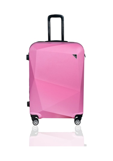 Polo&Sky Elmas Model Pembe Renk Büyük Boy Valiz Bavul