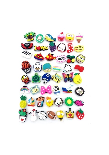 50 Adet Crocs Uyumlu Karikatür Ayakkabı Terlik Aksesuar