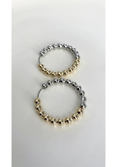 Justgaf Gümüş / Altın İki Renkli Dorika Toplu Halka Küpe Gold - Gümüş