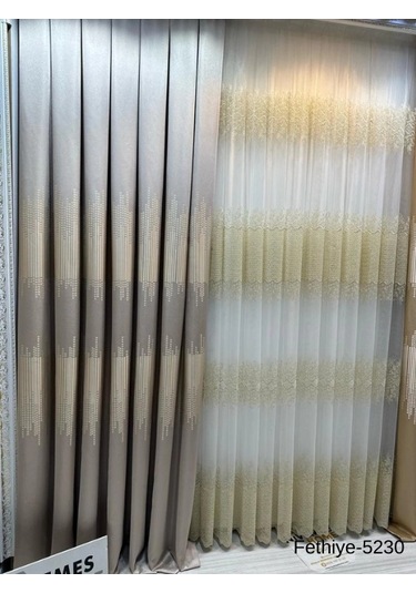 Nivemeshome Fethiye 614178 Taş V-5230 1/3 Sık Pileli Fon Perde Apm Taş