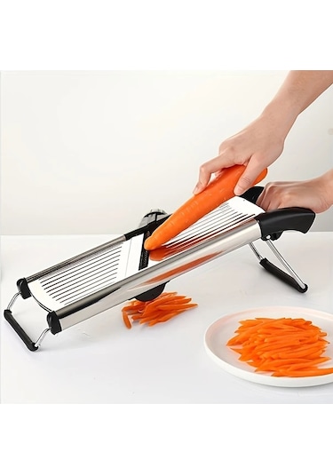 Dashanshop Paslanmaz Çelik Sebze Ve Patates Dilimleyici With Brush Beş Ayarlanabilir Bıçak Boyutu Profesyonel Mandolin Dilimleyici Ve Soğan Rendesi 1 Parça