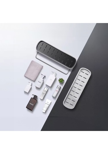 Ecoco Duvara Yapışkanlı Banyo Ve Mutfak Düzenleme Rafı Havlu Askı Beyaz