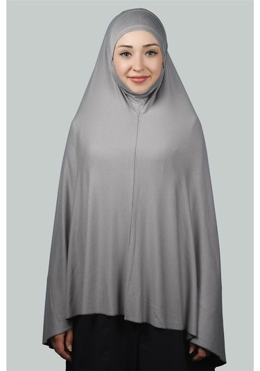 Altobeh Hazır Türban Peçeli Pratik Eşarp Tesettür Nikaplı Hijab - Namaz Örtüsü Sufle (5XL) - Gri