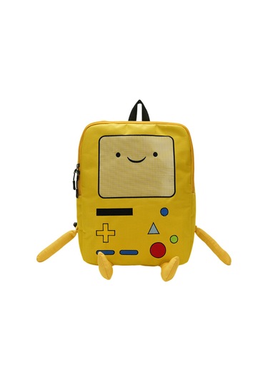 Mufunye Klasik Oyun Konsolu Desenli Çanta - Çift/tek Omuzlu Kullanıma Uygun 29x11.5x39cm - Sarı Kanvas Materyal Çok Renkli